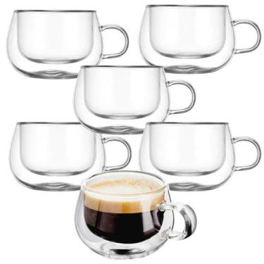 Imagem de Jogo De Caneca Vidro Duplo Caneca Parede Dupla 6un 150ml - Majestic, 1