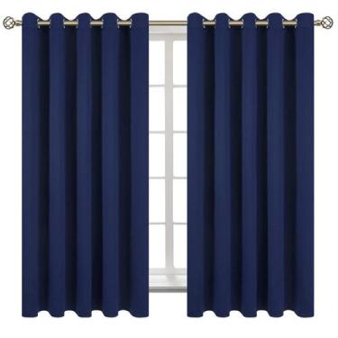 Imagem de Cortinas Blackout BGment Grommet com isolamento térmico em azul marinh