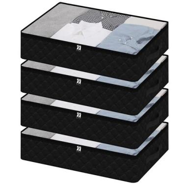 Imagem de Sacos de armazenamento Underbed Fixwal Black, pacote com 4 unidades co