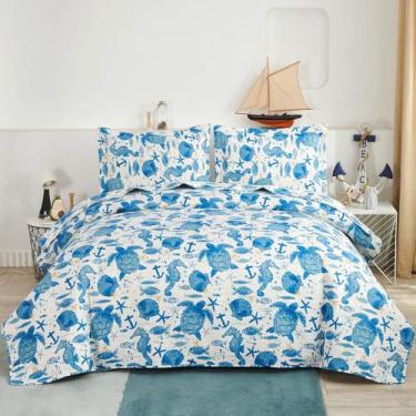 Imagem de Roupa de cama Edredão Oliven Marine Life Turtle King Size