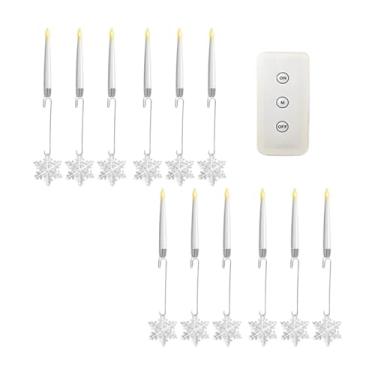 Imagem de Generic 12x Velas de árvore de Natal LED Velas cônicas curtas Decoração com controle remoto, Castiçais de LED para festa de mesa Halloween Casa Casamento, Floco de Neve