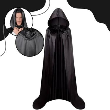 Imagem de Capa de Vampiro Assustadora Ideal Para Festas Fantasia, Baile de Máscaras e Cosplay Qualidade Premium Halloween(PRETO)