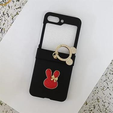 Imagem de Coelho coelho glitter urso anel sólido branco caso para samsung galaxy z flip 3 4 5g z flip5 flip4 zflip5 capa traseira, n, para z flip 4