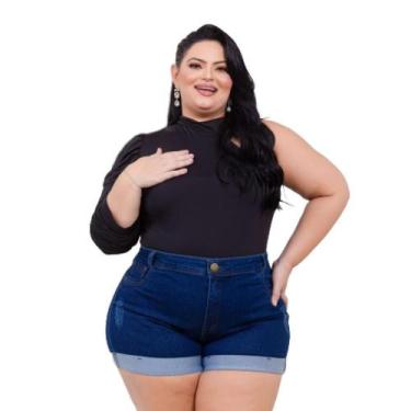 Imagem de Short Jeans Perna Dobrada Plus Size Tamanho Grande com Lycra - Karha J