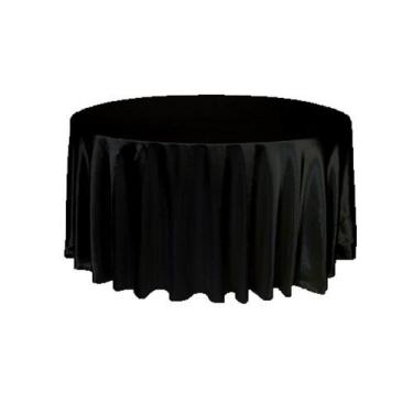 Imagem de Kit 10 Toalha De Mesa Redonda Cetim Seda Preto 1,50M Festa - Confeccoe