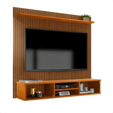 Imagem de Painel para TV até 50 Polegadas Ripado com Nicho e Prateleira  Ideal p