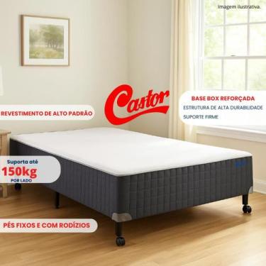 Imagem de Base Box Casal 138x188 Castor Silver Star Air Suede Cinza  Madeira Tra