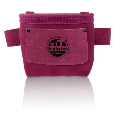 Imagem de GRAINTEX Bolsa de unha SS2282 com clipe de couro de camurça cor roxa para construtores, eletricistas, encanadores, faz-tudo