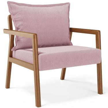 Imagem de Poltrona Decorativa Para Sala de Estar e Living Alícia B04 Bouclê Rosê - Lyam Decor