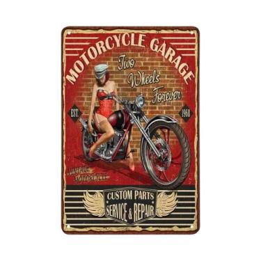 Imagem de Placa De Metal Vintage Da Estação De Gasolina Route 66 Com Meninas Pin