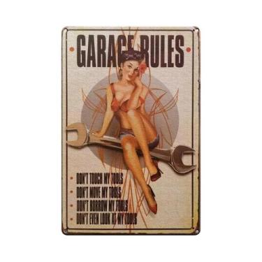 Imagem de Placa De Metal Vintage Da Estação De Gasolina Route 66 Com Meninas Pin