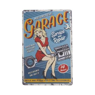 Imagem de Placa De Metal Vintage Da Estação De Gasolina Route 66 Com Meninas Pin