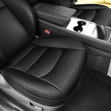 Imagem de Capa de assento de carro 2 peças de couro napa frontal adequado para Tesla modelo Y/3 protetor inferior de assento de carro, resistente ao desgaste para 2020, 2021, 2022, 2023, 2024, modelo Y modelo 3