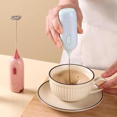 Imagem de 1 borbulhador de leite elétrico portátil e mini liquidificador – alimentado por bateria, para café, latte e chocolate quente (2 pilhas AA não incluídas), rosa