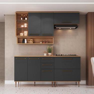 Imagem de Cozinha Modulada 6 Peças com Tampo 120cm Nicho Decorativo Balcão para 