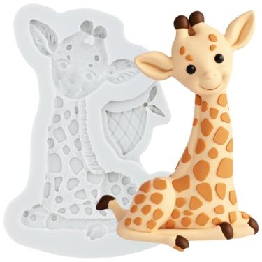 Imagem de MYPRACS Molde de silicone para fondant de girafa para decoração de bolo de açúcar, topo de cupcake, pasta de goma de chocolate, argila de polímero