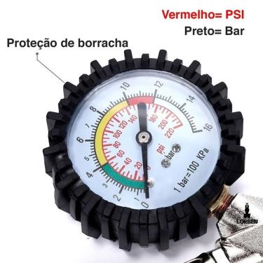 Imagem de Bico Pistola De Ar Lorben Calibrador De Pneu Manômetro Engate Rápido Gt6057