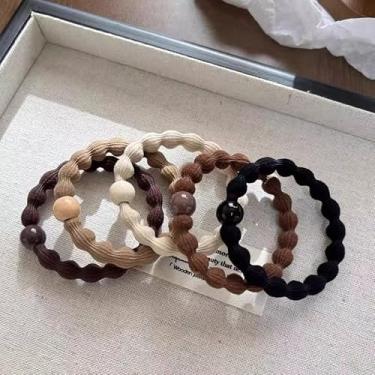 Imagem de 10 peças de nylon de alta elasticidade laços de cabelo contas pérolas faixa de cabelo durável anéis de cabelo grosso corda acessórios acessórios (mistos #B-10 peças)