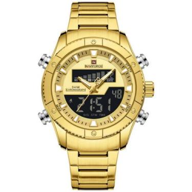 Imagem de Relógio de quartzo eletrônico luminoso à prova dágua pulseira aço inox