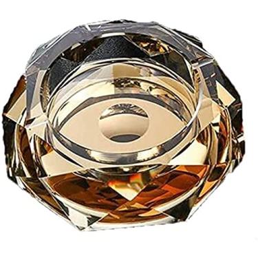Imagem de Cinzeiros de vidro cinzeiro grande luxo para cigarros charutos cristal pesado cinzeiro de vidro para interior e exterior decorativo, ouro, 15cm
