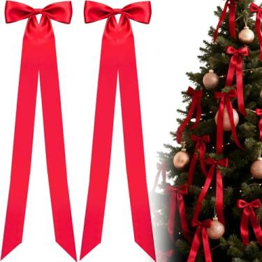 Imagem de Lyrow 36 peças 50 cm x 13,4 cm laço de fita de cetim Natal árvore de natal decoração de pano de fundo DIY guirlanda castiçal decoração de festa para mulheres aniversário casamento grande enfeite de