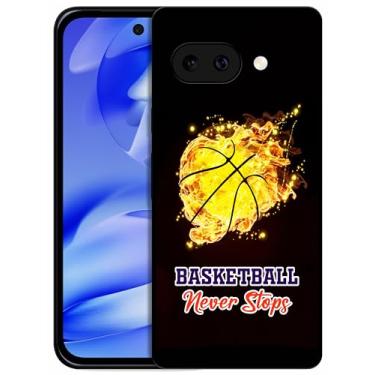 Imagem de SM CASES Capa para Pixel 9a - Capa protetora de borracha TPU à prova de choque com estampa 2D de basquete Fireball para Pixel 9a