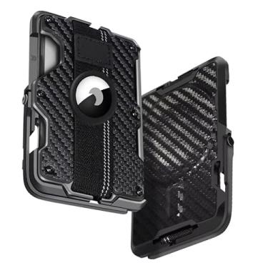 Imagem de Carteira elegante de metal premium com bloqueio de RFID para homens de negócios, porta-cartões de identificação com suporte de listras, suporte magnético para cartão de crédito com MacSafe, com porta