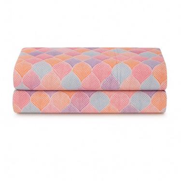 Imagem de Lençol De Cima Avulso Luar Estampado Solteiro 01 Peça Malha 100% Algodão - Salmão Geométrico