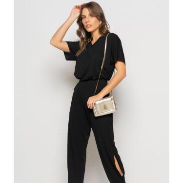 Imagem de Conjunto Blusa Ampla Gola V E Calça Jogger Fenda Malha Salvatore-Feminino