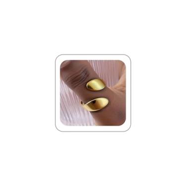 Imagem de BOOZIQ Anéis grossos dourados para mulheres, vintage, anel de polegar de aço inoxidável, anel interloque, irregular aberto, anéis ajustáveis para mulheres, fantasias de formatura, acessórios de joias