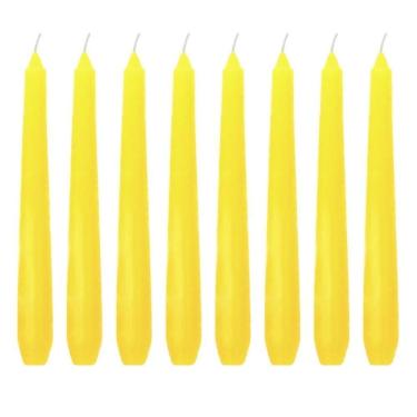 Imagem de Kit 10 Velas Castiçal Amarelo Lisa 20 Cm Castiçal Candelabro