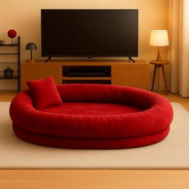 Imagem de Puff Grande Área Descanso Ninho De Dormir Sofá Cama Adulto (VERMELHO)