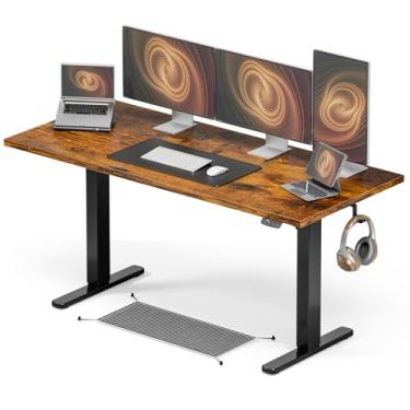 Imagem de Acrolix Mesa de pé ajustável em altura, 163 x 61 cm, mesa de pé sentada, 3 mesas de computador predefinidas de memória, mesa de escritório em casa, mesa de jogos de computador com placa de emenda