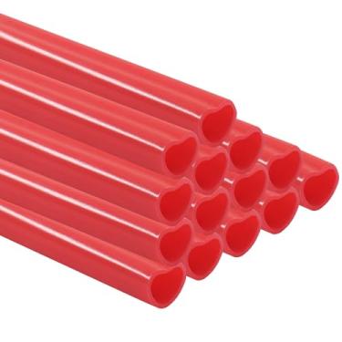 Imagem de Verkelly 50 canudos vermelhos em forma de coração - canudos descartáveis de plástico para o dia dos namorados, casamento, festas de aniversário