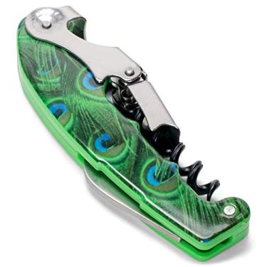 Imagem de Cork Pops Pavão colorido 4 polegadas ao seu serviço Duplo Garçons Fulcro Saca-rolhas