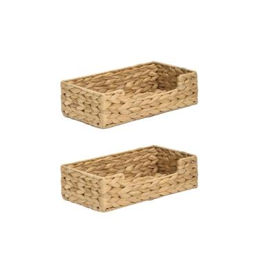 Imagem de Conjunto de 2 porta-guardanapos Elowen, 24 x 14 x 7 cm, jacinto de água, marrom – Dispensador de tecido para guardanapos na cozinha, banheiro ou mesa de jantar
