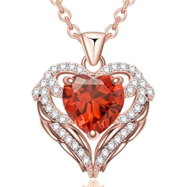 Imagem de Colares com pingente de cristal de pedra do mês de nascimento para mulheres, presente de aniversário dos namorados, dia das mães, colar de namorada, joia de coração de filha, aniversário para ela, ON