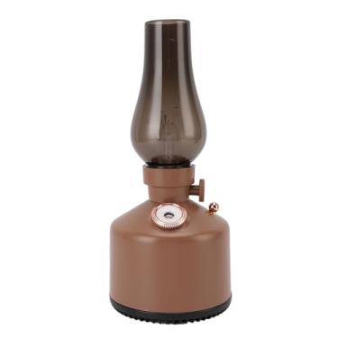 Imagem de Umidificador vintage com lâmpada, umidificador doméstico silencioso em forma de lâmpada de querosene, difusor de aromaterapia, 2 configurações de névoa, regulação contínua, 260 ml (marrom)