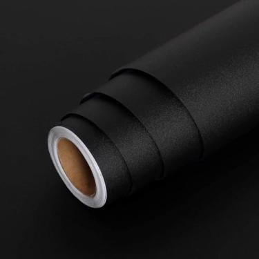 Imagem de LaCheery Papel de parede preto fosco de 40 x 701 cm, papel de parede preto para descascar e colar, papel de parede moderno e removível, autoadesivo para banheiro, armários de cozinha, gavetas