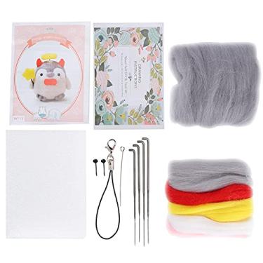 Imagem de Kit de feltro de agulha suprimentos de feltro de lã animal bonito boneca de pelúcia diy fazendo material para iniciantes crianças adultos amantes de artesanato lã fibra de espuma (113#Anjos e Demônios Energéticos)
