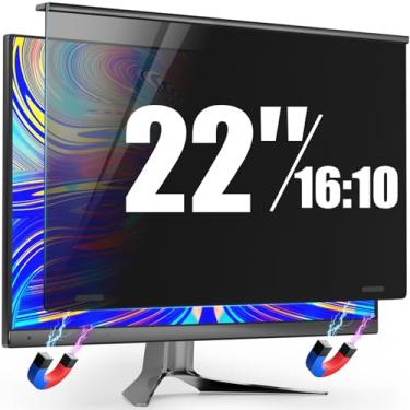 Imagem de Tela magnética de privacidade de 55,88 cm para monitor de computador sem moldura 16:10, protetor de tela com luz azul pendurada, protetor de tela antiespião, filtro de privacidade removível de 56 cm