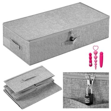 Imagem de Briwooody Brinquedo adulto discreto bloqueável sob a cama com tampa de zíper para armazenamento de brinquedos privados, estojo organizador para mulheres e homens