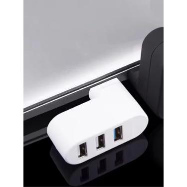 Imagem de Extensor divisor de hub USB 3.0, adaptador USB 3.0 multiportas [rotação de 90°/180°], hub USB 3 em 1 para laptop, carro, MacBook Pro/Air, teclado, impressora, mouse