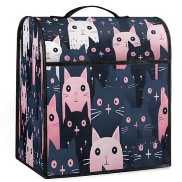 Imagem de Kitchen Aid Mixers Cover Cat Cute Pink Black para batedeira de 6 a 8 quartos com bolso com zíper capas de armazenamento de utensílios de cozinha capas de utensílios de cozinha para batedeira de