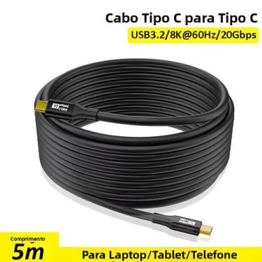 Imagem de Cabo ThunderBolt 3 USB 3.2 20Gbps Tipo C Para Tipo C 8K 60Hz PD100W Pa