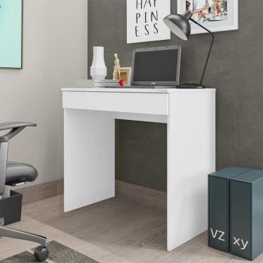Imagem de Mesa Para Computador Escrivaninha 1 Gaveta 80 Cm Alexia Branco Reajl Moveis Branco