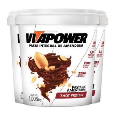 Imagem de Kit 3 Pasta de Amendoim Vitapower Integral Shot Protein 1Kg - Vitafor