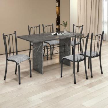 Imagem de Conjunto Sala de Jantar 6 Lugares Mesa 140x75cm Tampo Granito - Tubula