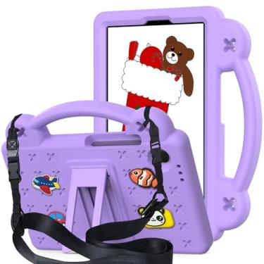Imagem de QYiiD Capa infantil para Galaxy Tab S10+ Plus 2024/ S9 FE+ Plus/ S9+ Plus 31.5 cm 2023, capa protetora de EVA infantil à prova de choque com alça de suporte, alça de ombro, suporte, roxo