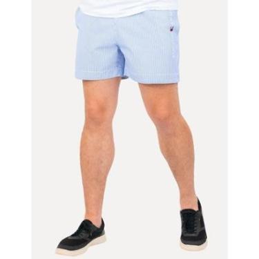 Imagem de Short Tommy Hilfiger Masculino Medium Drawstring Core Logo Stripe Azul Claro-Masculino